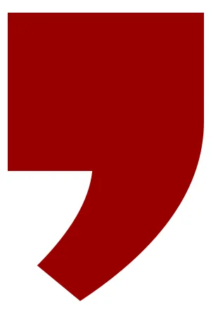 Ein rotes Komma - das Markenzeichen steht für Genauigkeit und Kompetenz